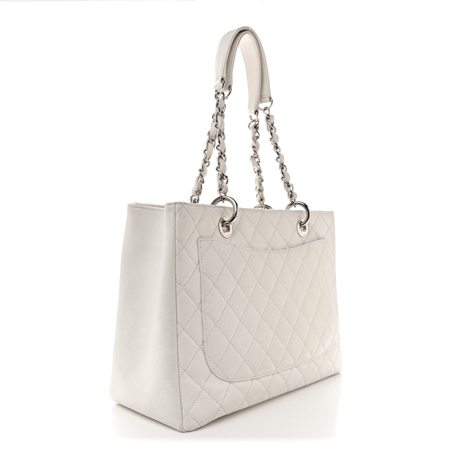Chanel Caviar Quilted Grand Shopping Tote GST White