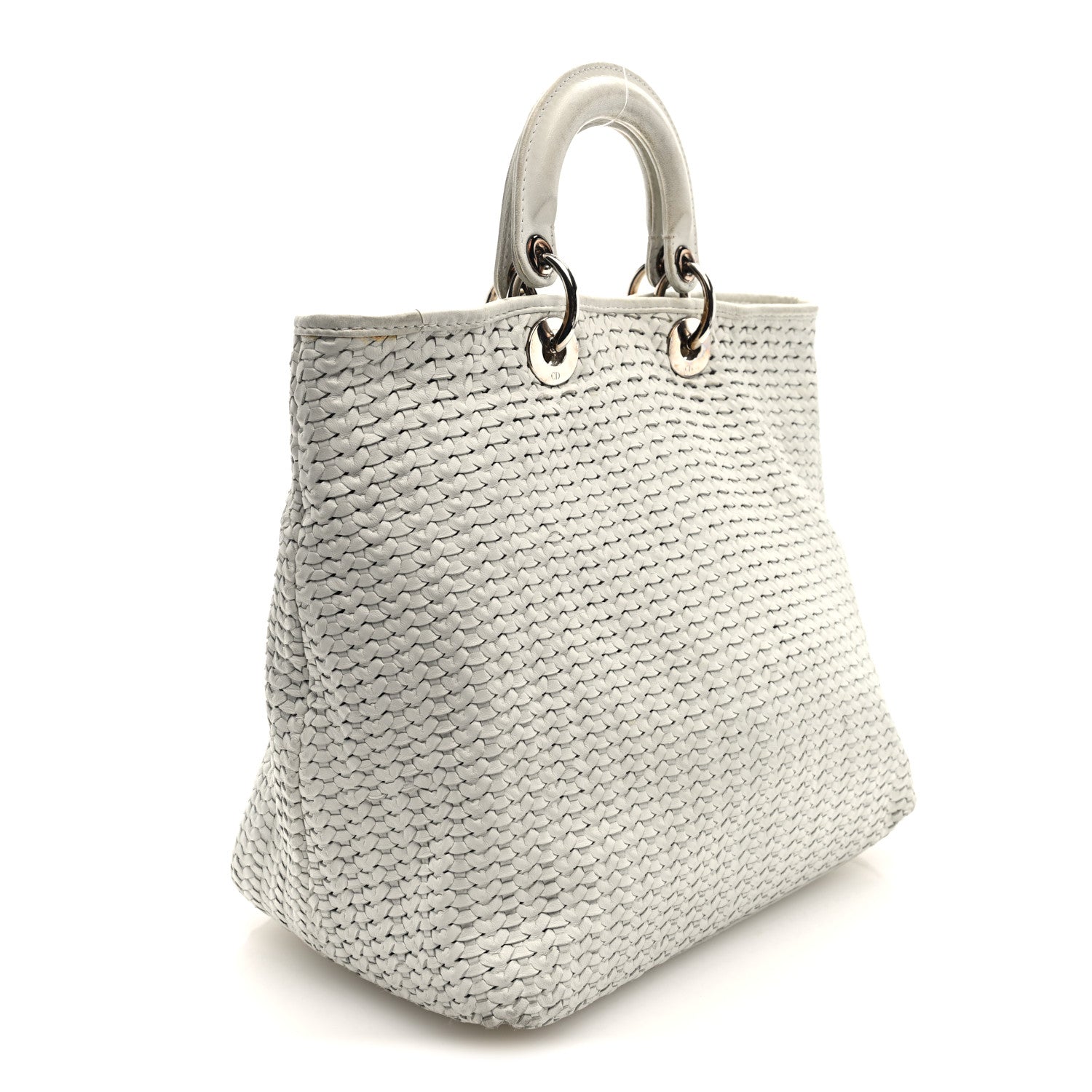 Christian Dior Lambskin Woven Dior Tote White