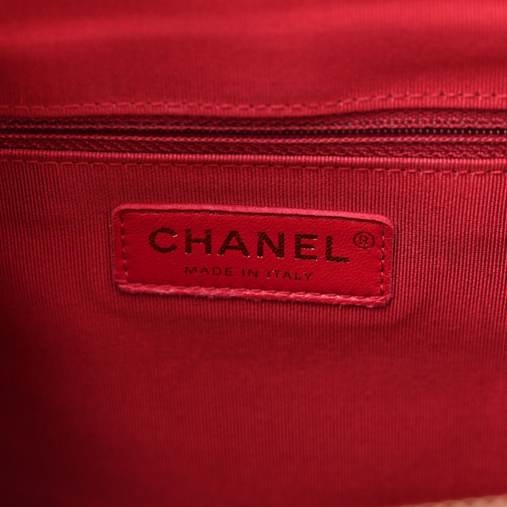 Chanel Grained Calfskin Lambskin Quilted Large Bowling Bag Black