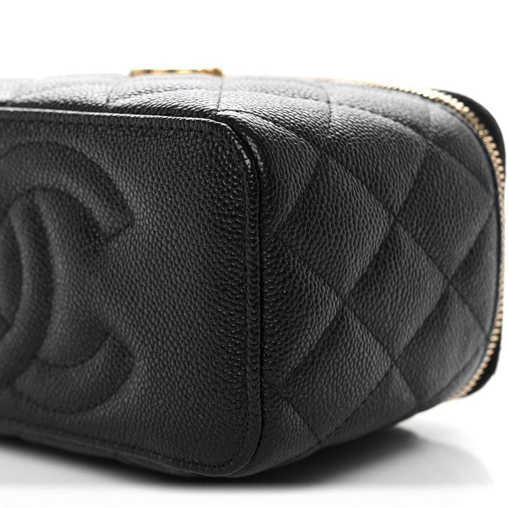 Chanel Caviar Quilted Sweetheart Vanity Case Black