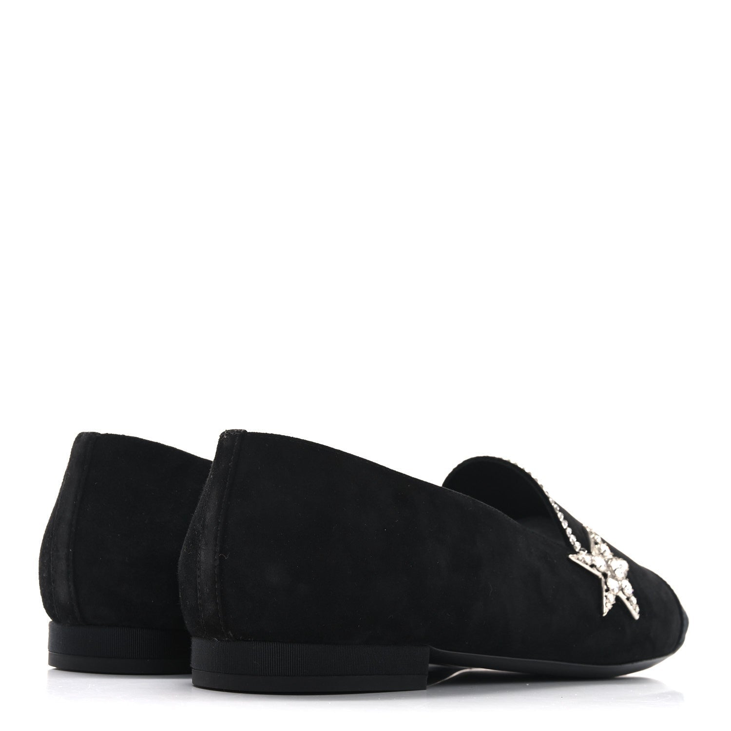 Chanel Suede Calfskin Grosgrain Crystal Star Mocassin Loafers 38 Black