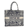 Christian Dior Canvas Embroidered Large Dioriviera Toile De Jouy Reverse Book Tote Blue