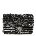 Chanel Sequin Quilted Small Single Flap Silver Black