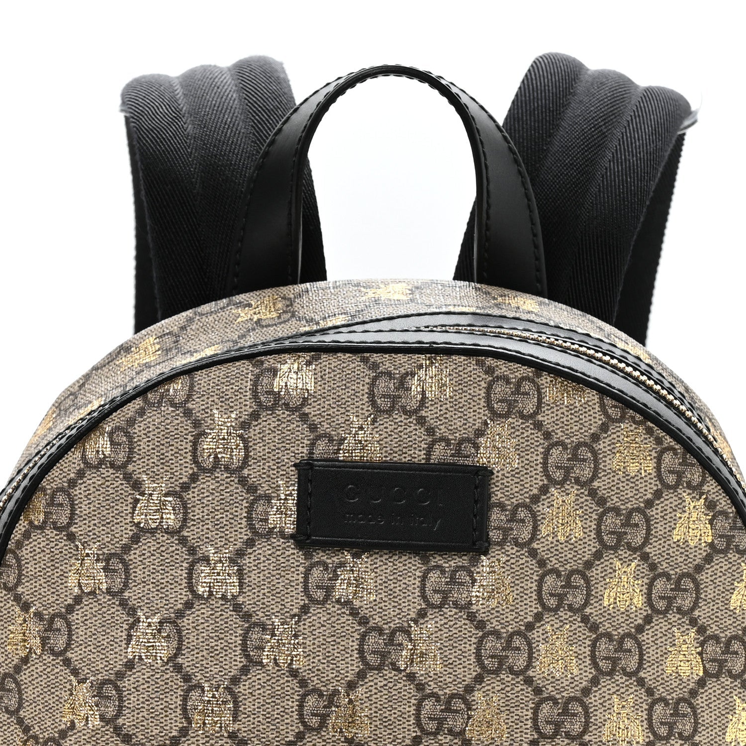 Gucci GG Supreme Monogram Bees Print Small Day Backpack Beige Oro Black