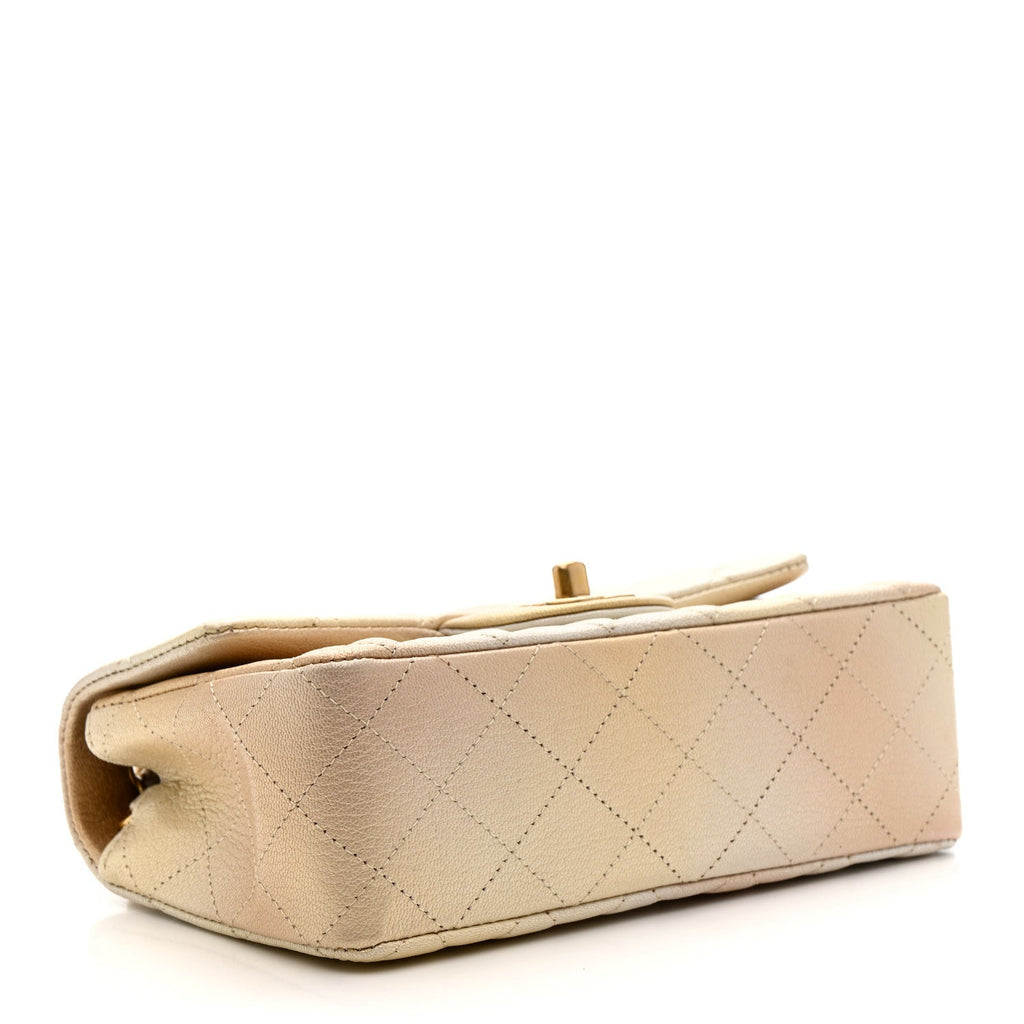 Chanel Metallic Goatskin Quilted Mini Rectangular Flap Gold