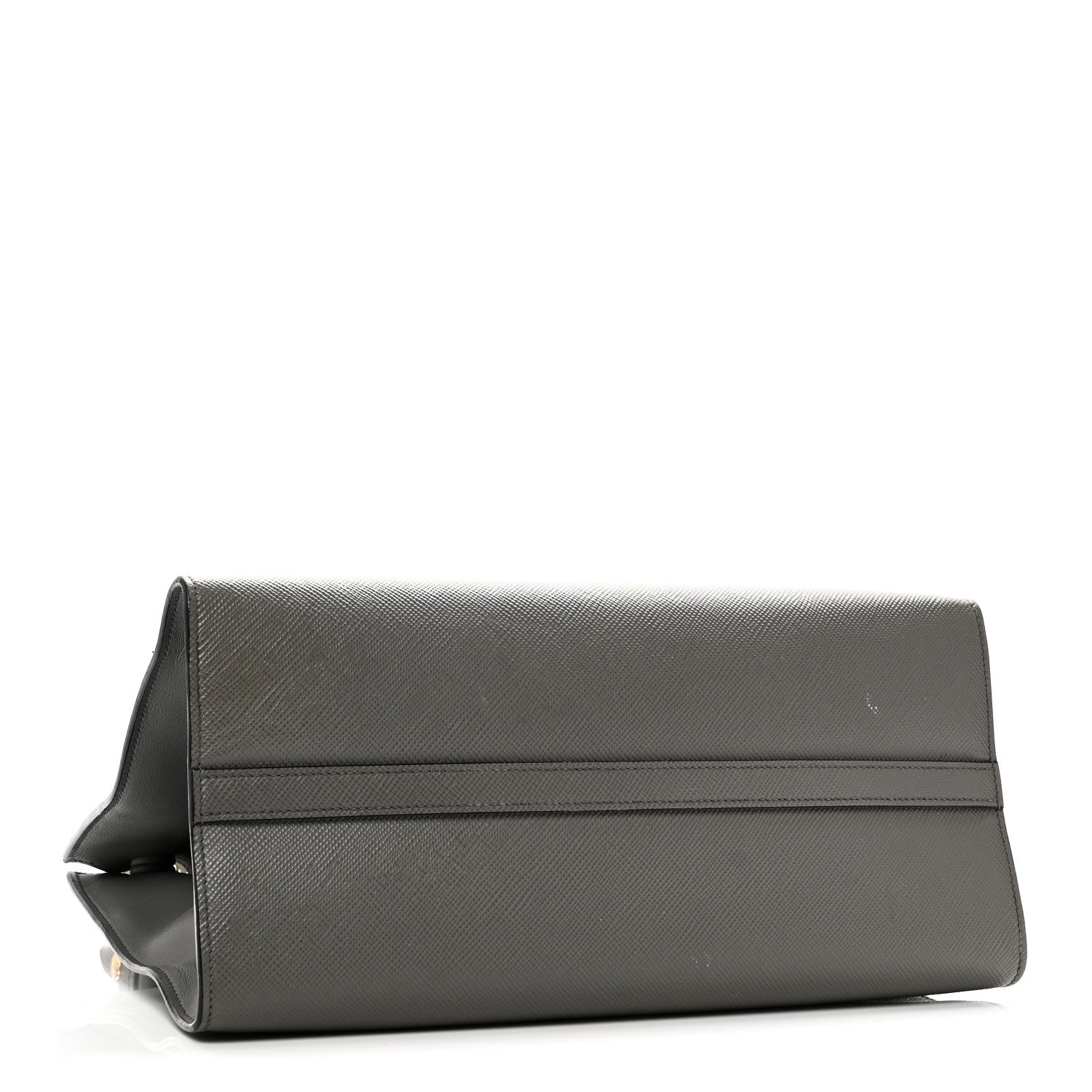 Prada Saffiano Cuir Calfskin Medium Monochrome Top Handle Tote Ardesia