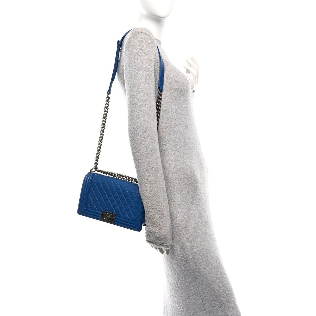Chanel Caviar Quilted Medium Boy Flap Dark Blue