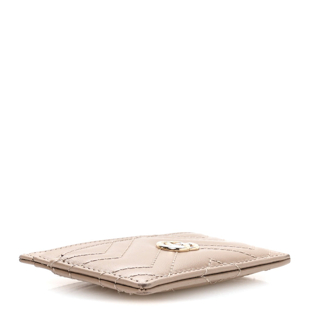 Gucci Calfskin Matelasse GG Marmont Card Holder Porcelain Rose