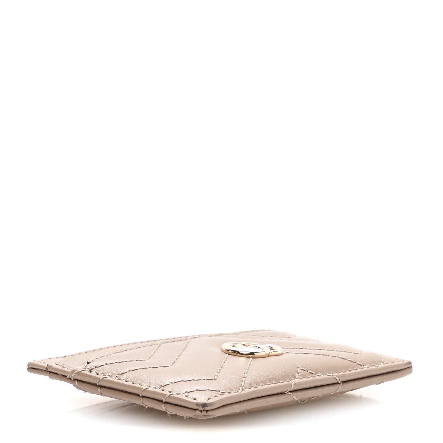 Gucci Calfskin Matelasse GG Marmont Card Holder Porcelain Rose
