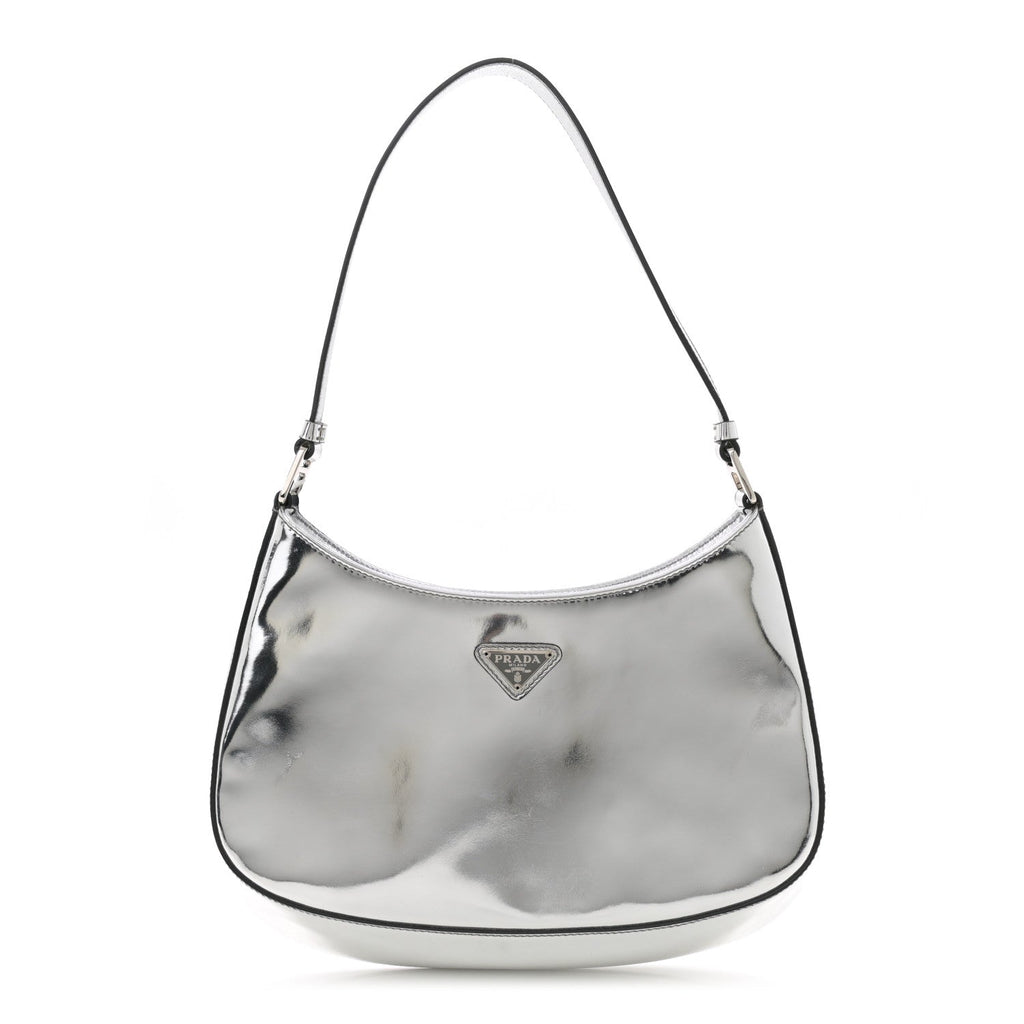 Prada Spazzolato Cleo Shoulder Bag Argento