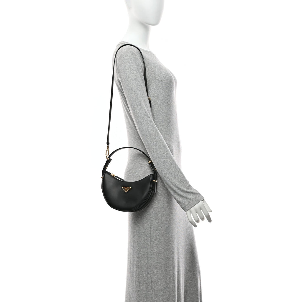 Prada Soft Calfskin Mini Arque Shoulder Bag Black