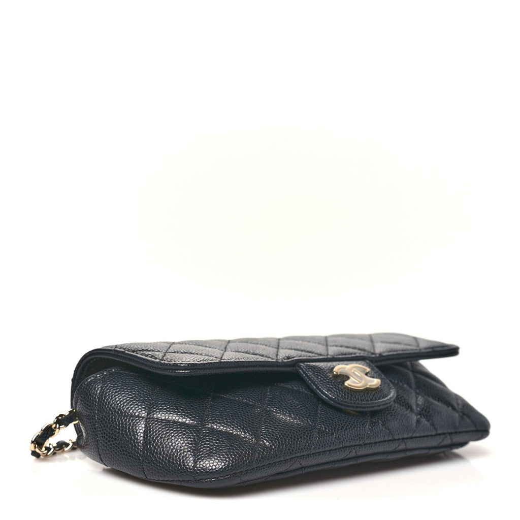 Chanel Caviar Quilted Glasses Case With Chain Black