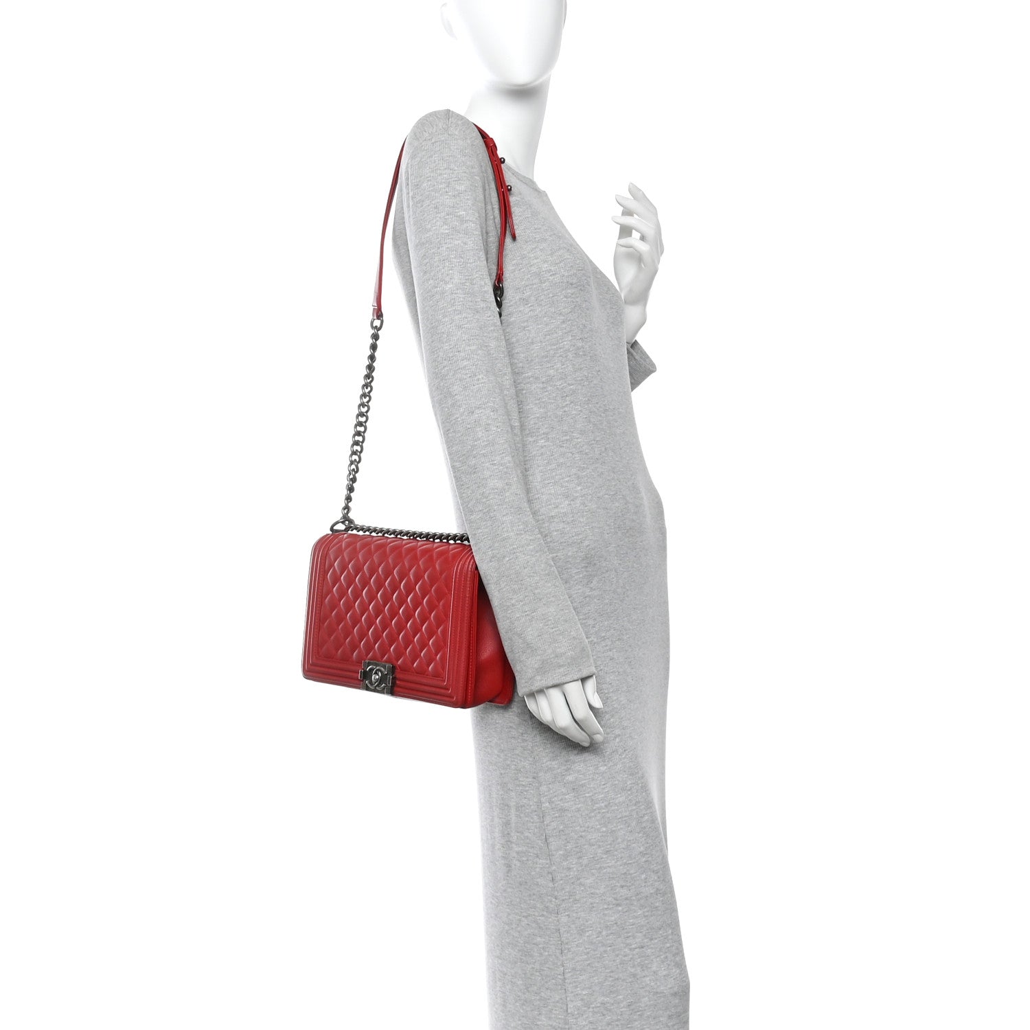 Chanel Calfskin Quilted New Medium Boy Flap Red
