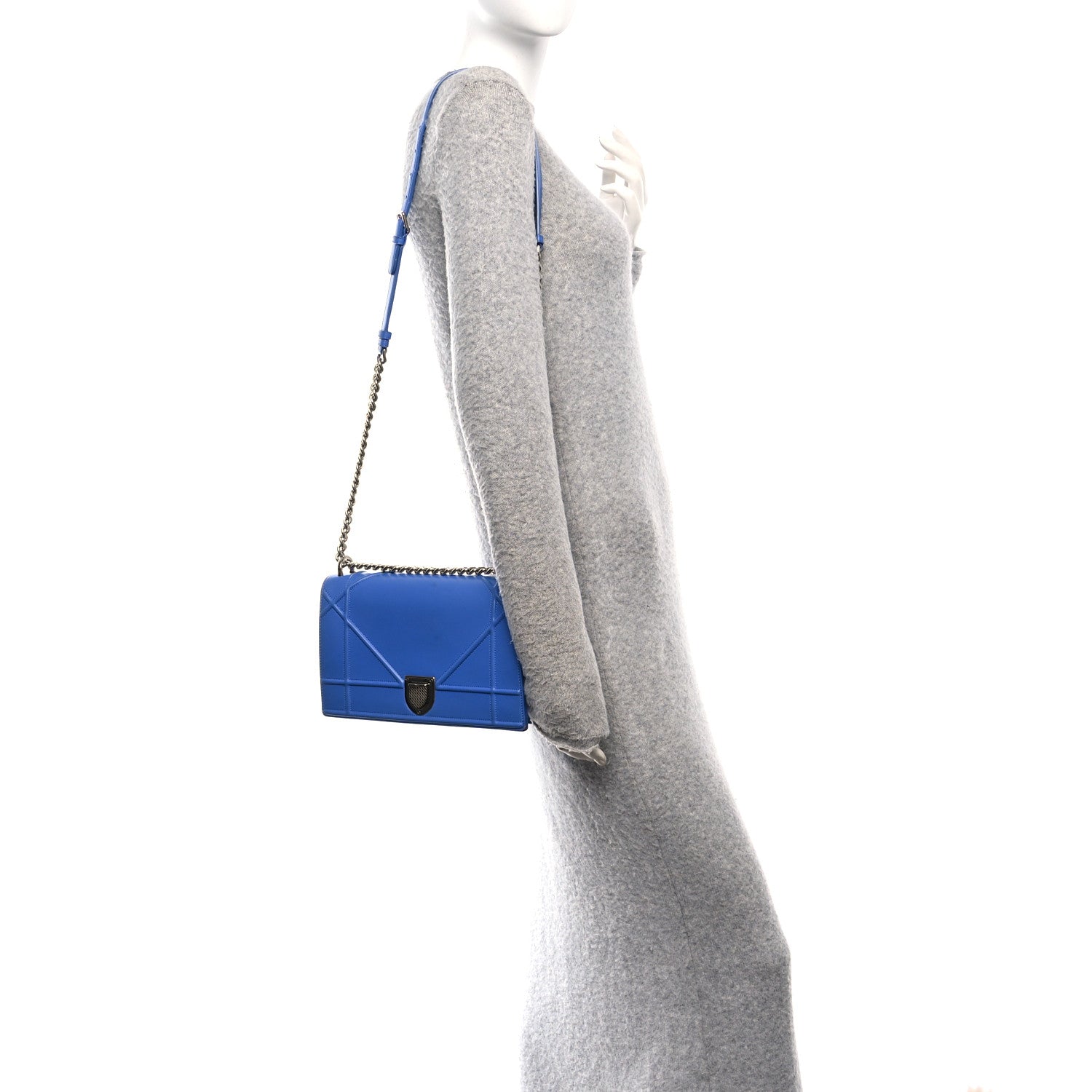 Christian Dior Smooth Calfskin Medium Diorama Flap Bag Blue