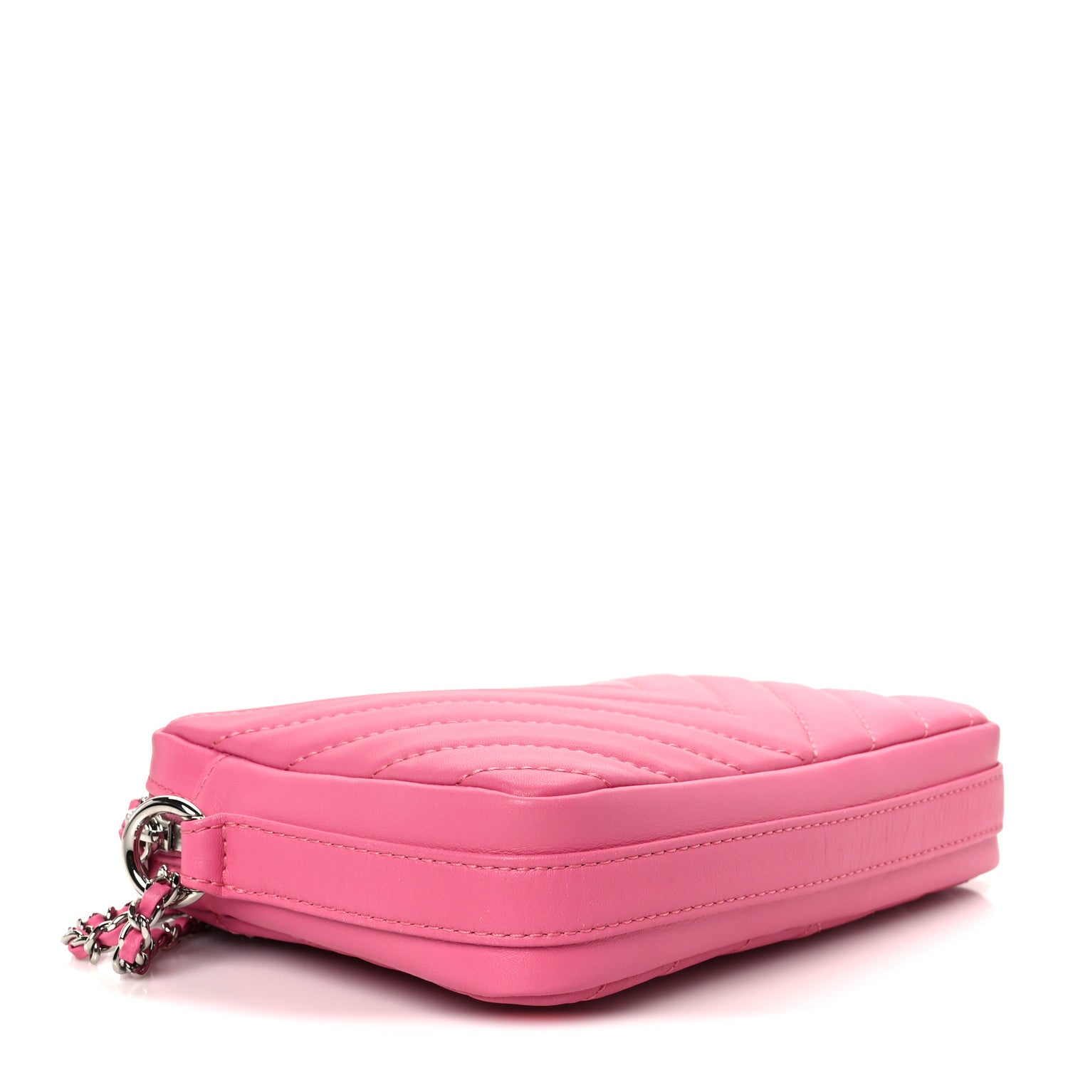 Chanel Lambskin Chevron Quilted Small Promenade Camera Case Pink