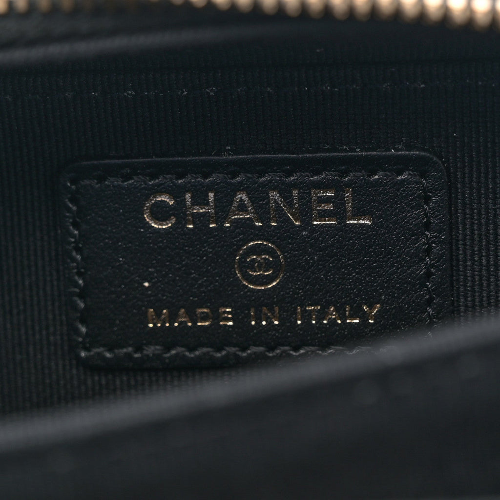 Chanel Caviar Quilted Mini Boy Clutch With Chain Black