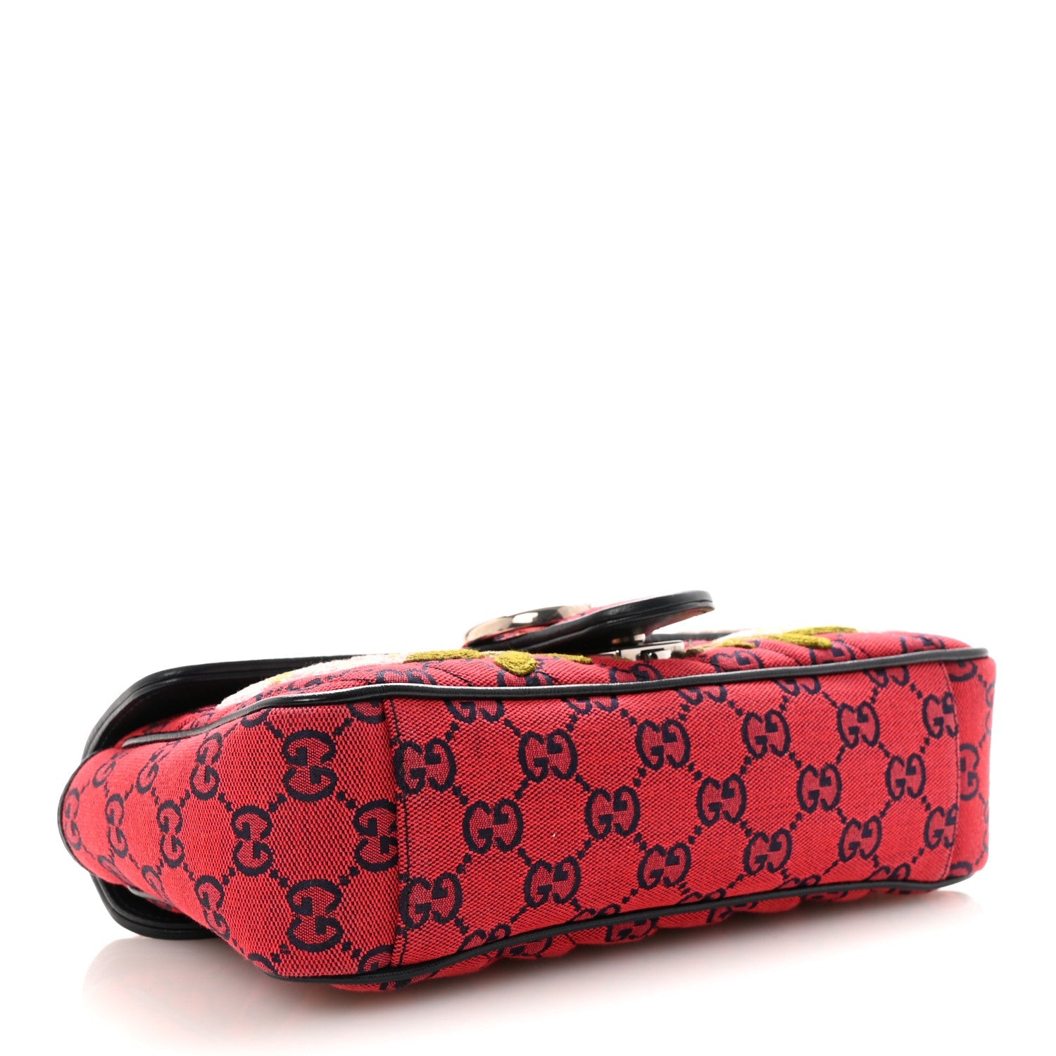 Gucci Monogram Multicolor Matelasse Diagonal Floral Embroidered Super Mini GG Marmont Shoulder Bag Red Blue Multicolor