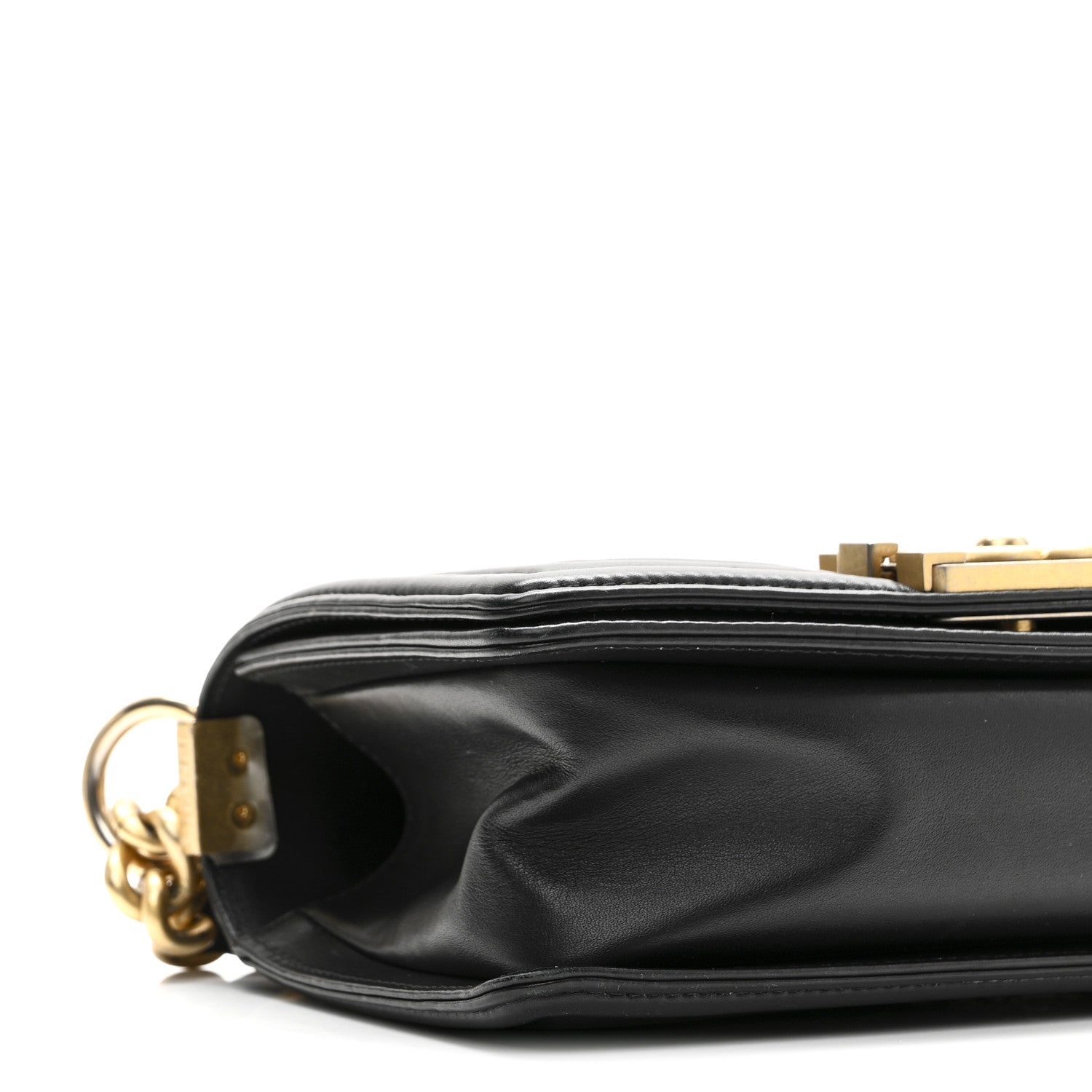 Chanel Metallic Crumpled Goatskin Small Boy Flap Black Gold