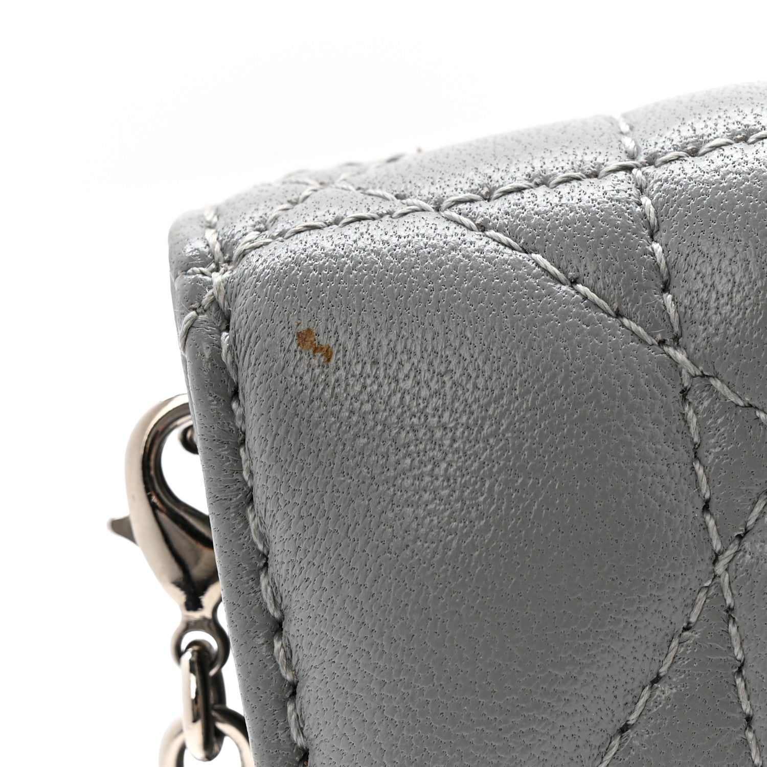 Christian Dior Lambskin Cannage Lady Dior Convertible Clutch Grey
