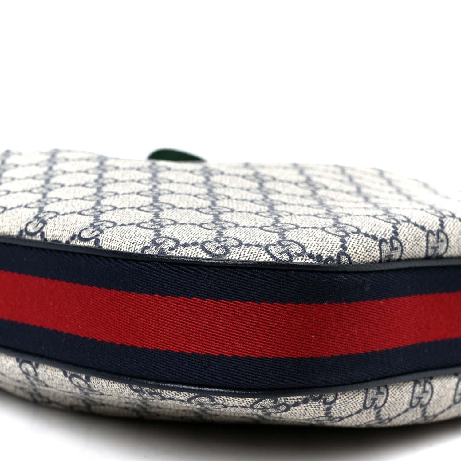 Gucci GG Supreme Monogram Textured Calfskin Web Large Attache Shoulder Bag Beige Blue
