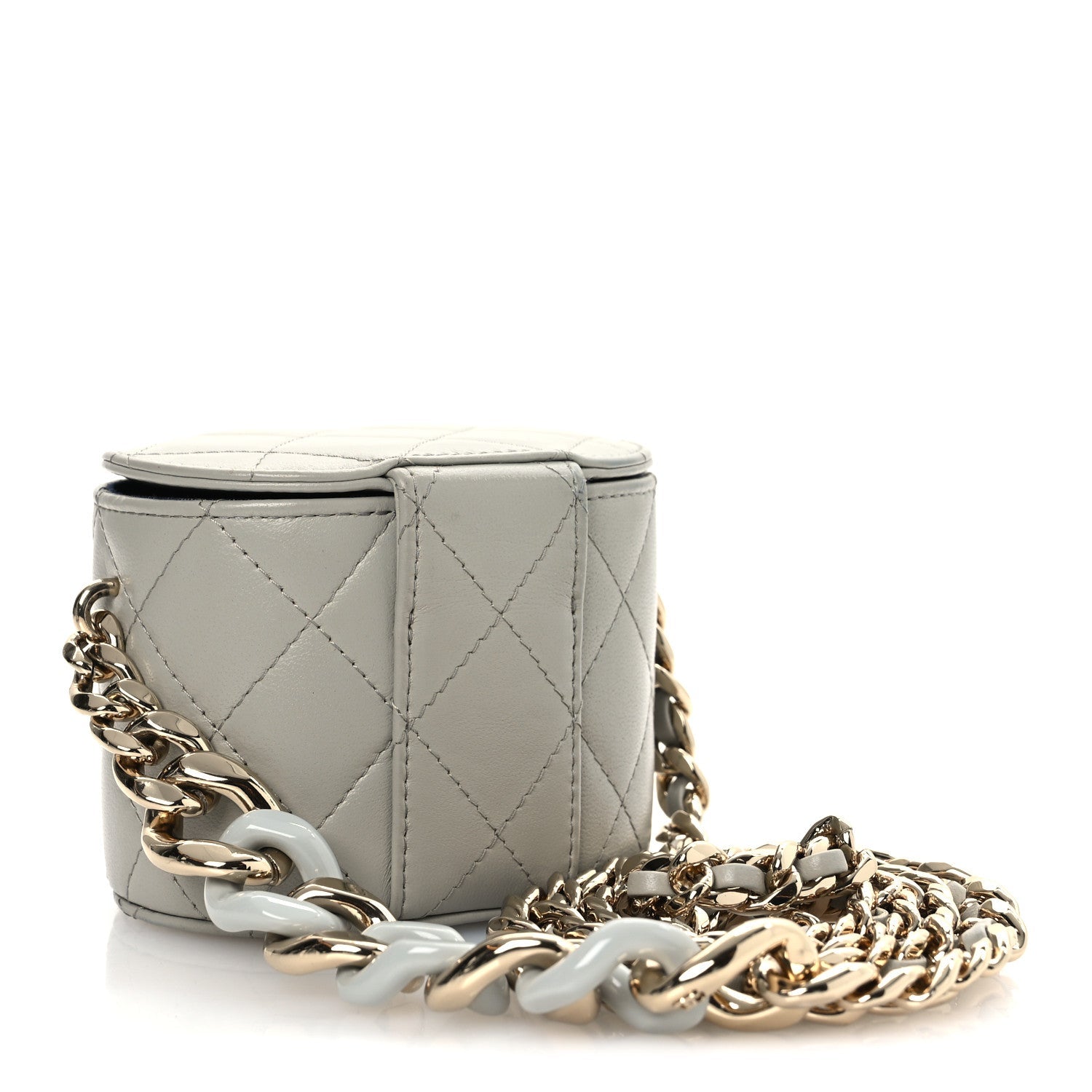 Chanel Lambskin Quilted Mini Vanity Case With Chain Grey