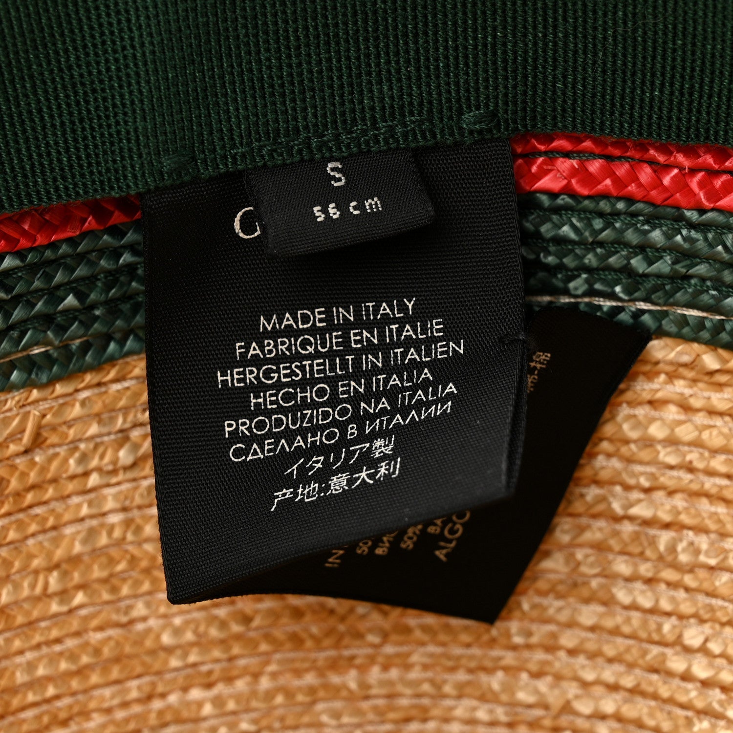 Gucci Abaca Straw Web Fedora Hat S