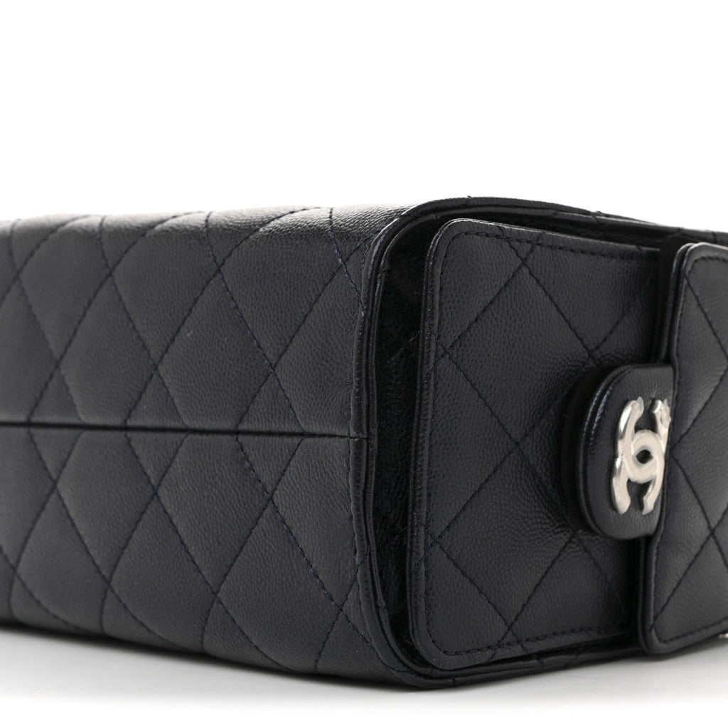 Chanel Metallic Caviar Quilted Mini Chanel 25 Handbag Dark Blue