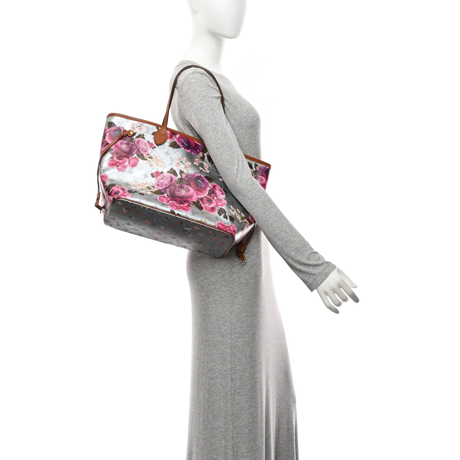 Louis Vuitton Metallic Monogram LV Garden Neverfull MM  Silver