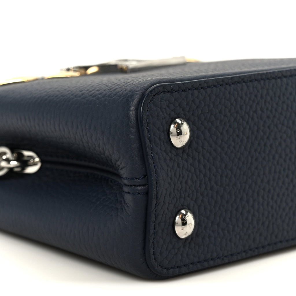 Louis Vuitton Taurillon Embellished Malletage Crown Mini Capucines Navy
