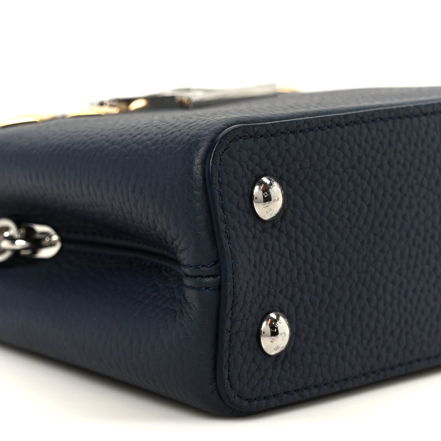 Louis Vuitton Taurillon Embellished Malletage Crown Mini Capucines Navy