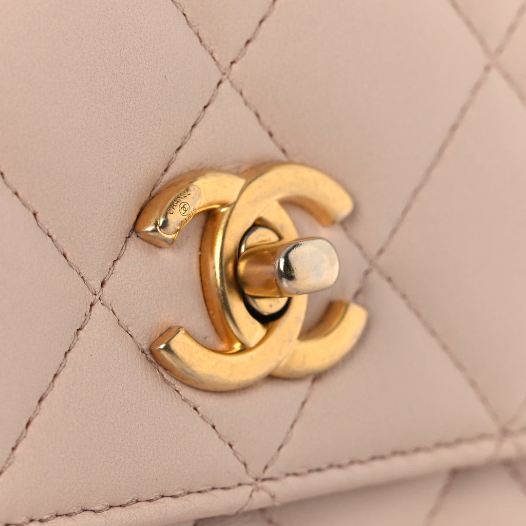 Chanel Lambskin Quilted CC Pearl Crush Wallet on Chain WOC Light Pink