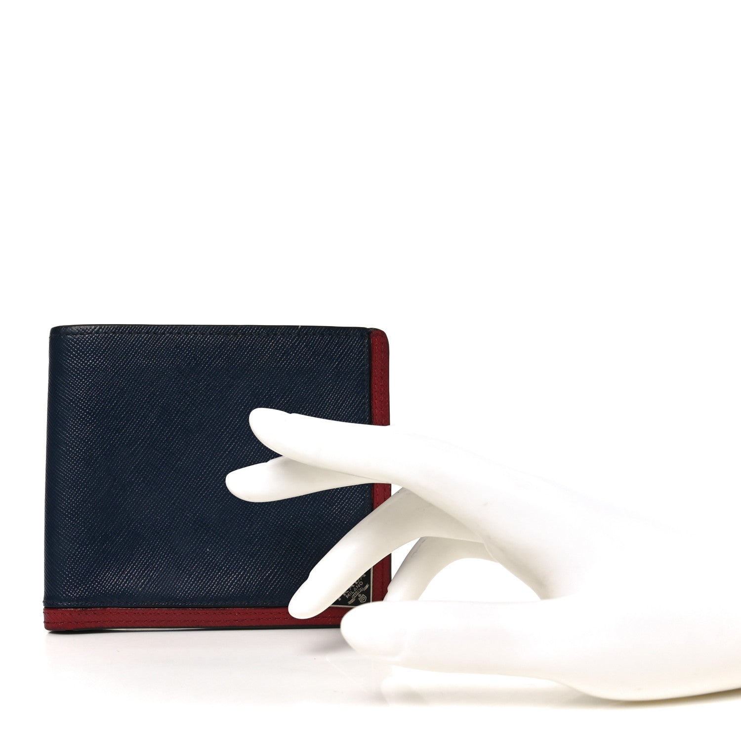 Prada Saffiano Bi-Fold Wallet Baltico Fuoco