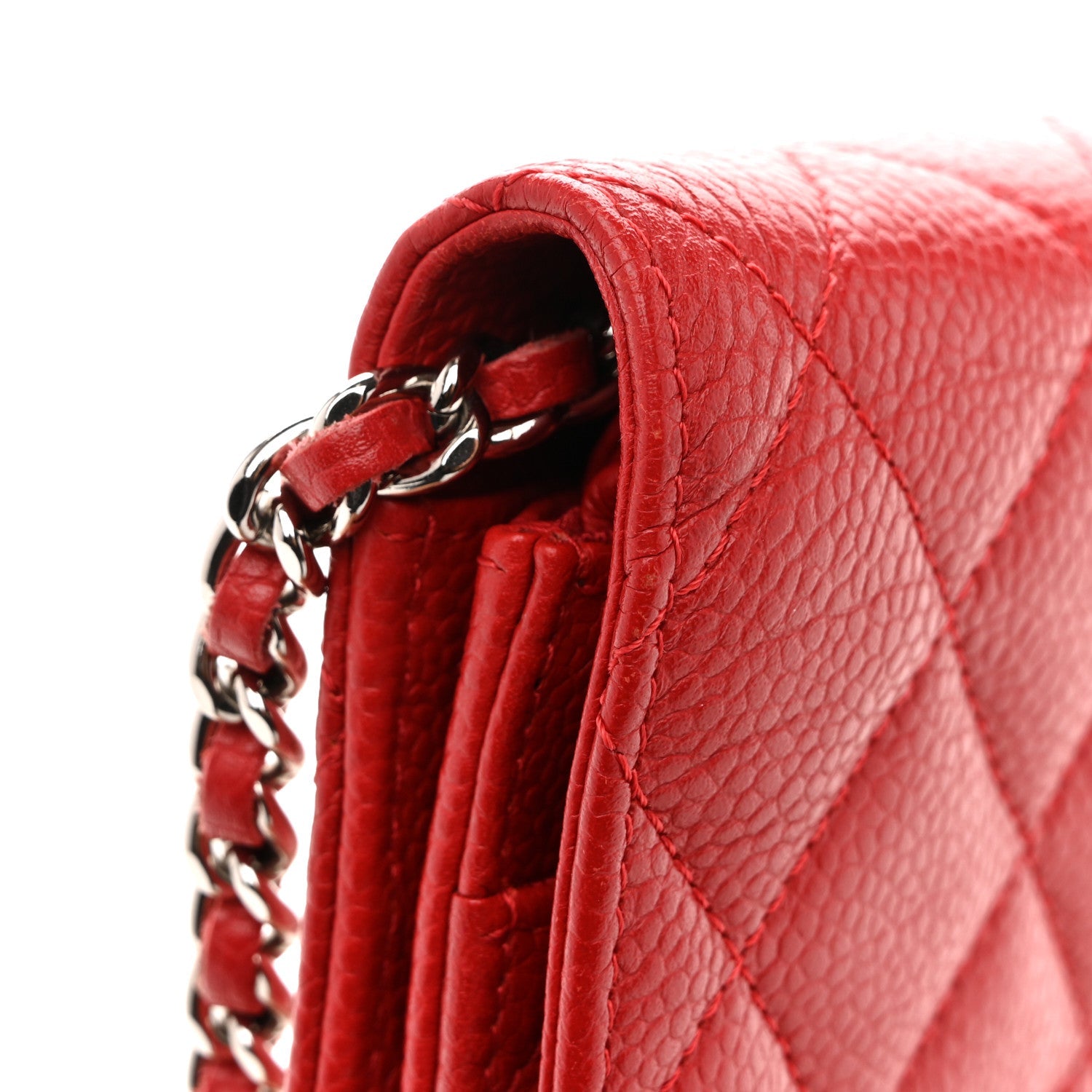 Chanel Caviar Quilted Wallet on Chain WOC Red