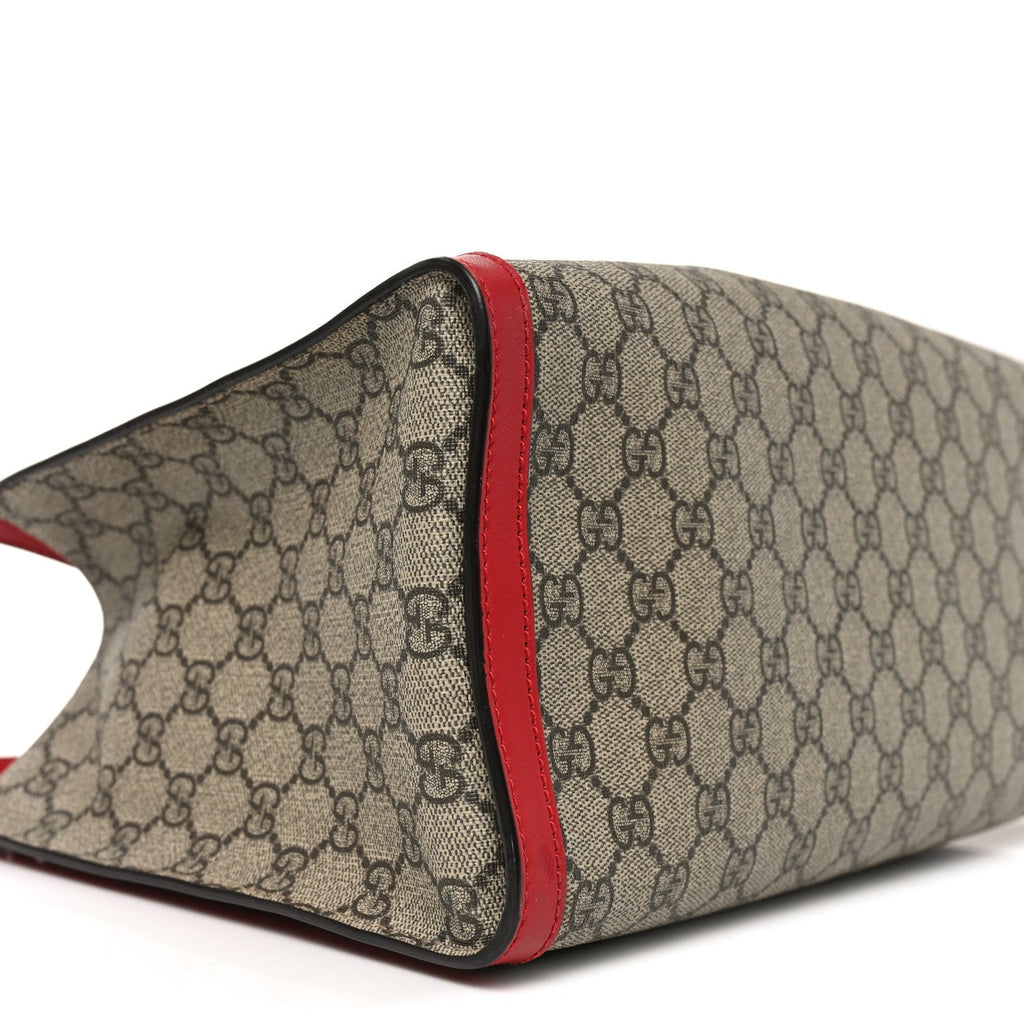 Gucci GG Supreme Monogram Medium Padlock Tote Hibiscus Red