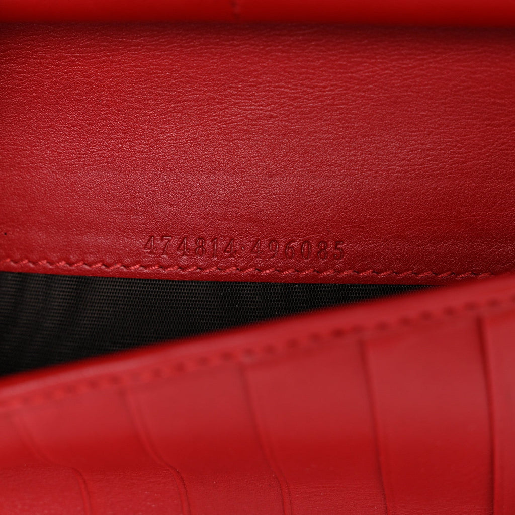 Gucci Calfskin Matelasse GG Marmont Zip Around Wallet Hibiscus Red