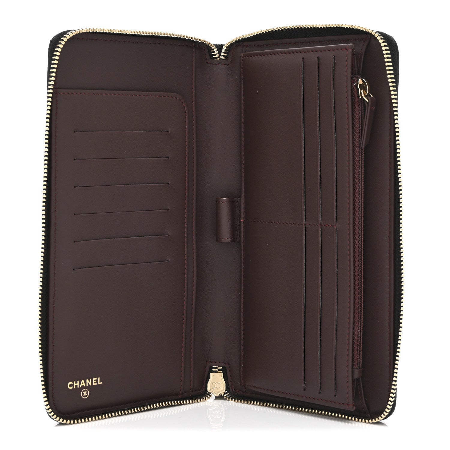 Caviar Quilted Large Zip Around Organizer Wallet Black