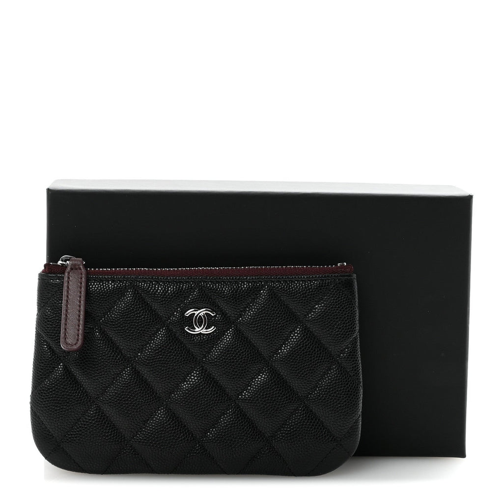 Caviar Quilted Small Cosmetic Case Black