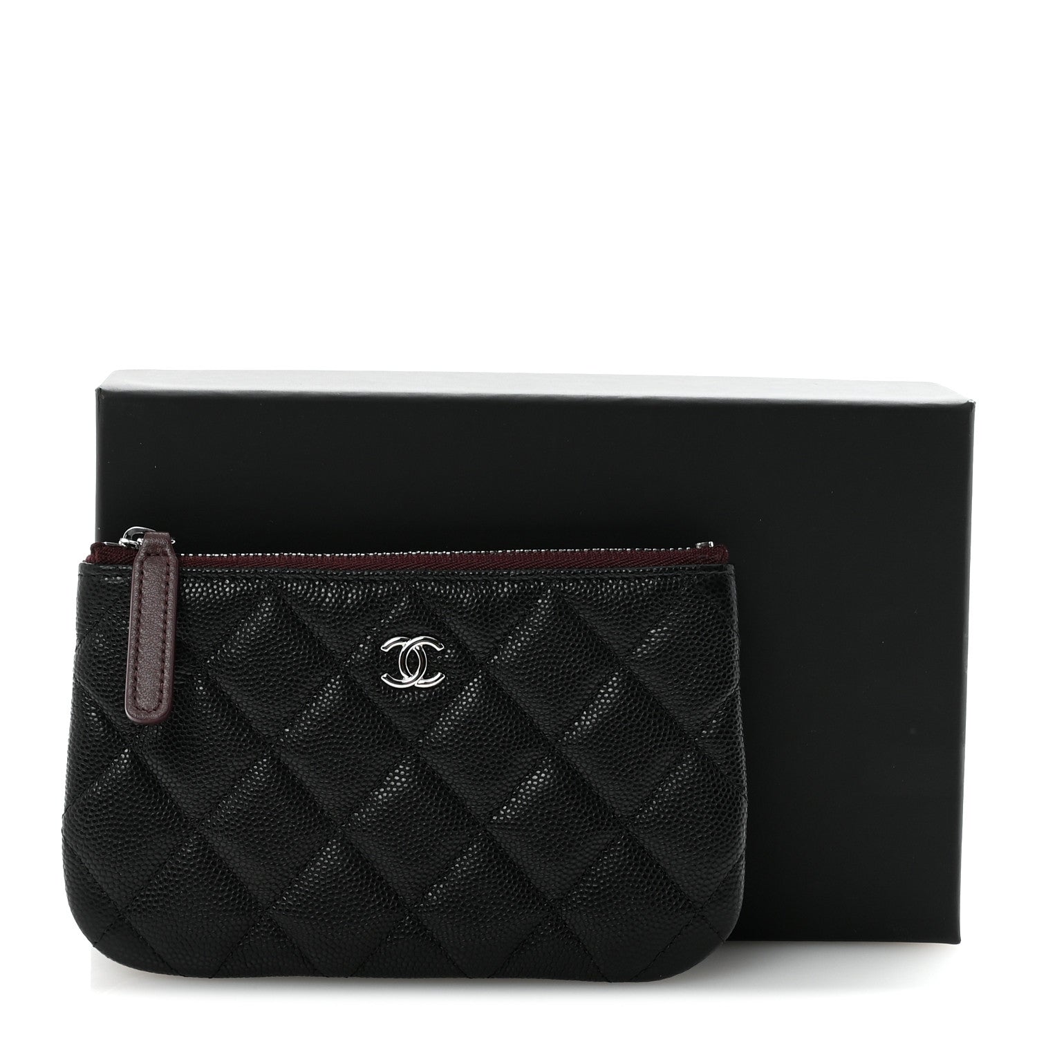 Caviar Quilted Small Cosmetic Case Black