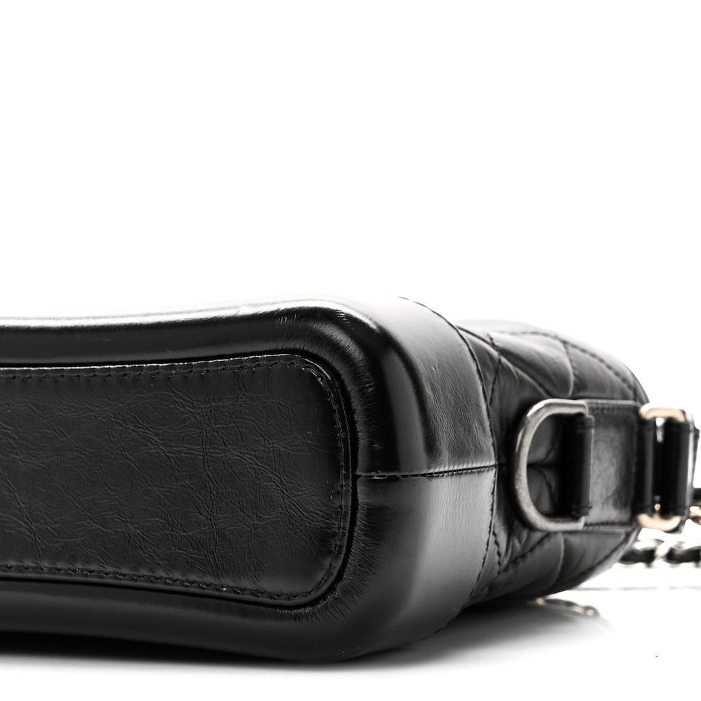 Chanel Aged Calfskin Quilted Small Gabrielle Hobo Black