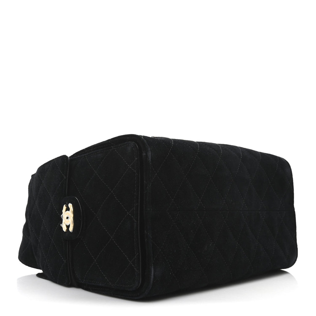 Chanel Suede Quilted Small Chanel 25 Handbag Black