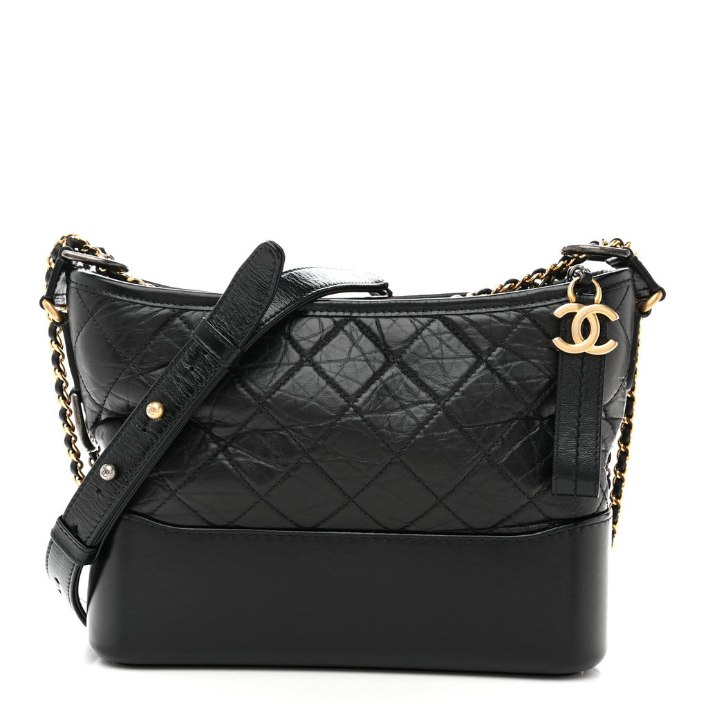 Chanel Aged Calfskin Quilted New Medium Gabrielle Hobo Black