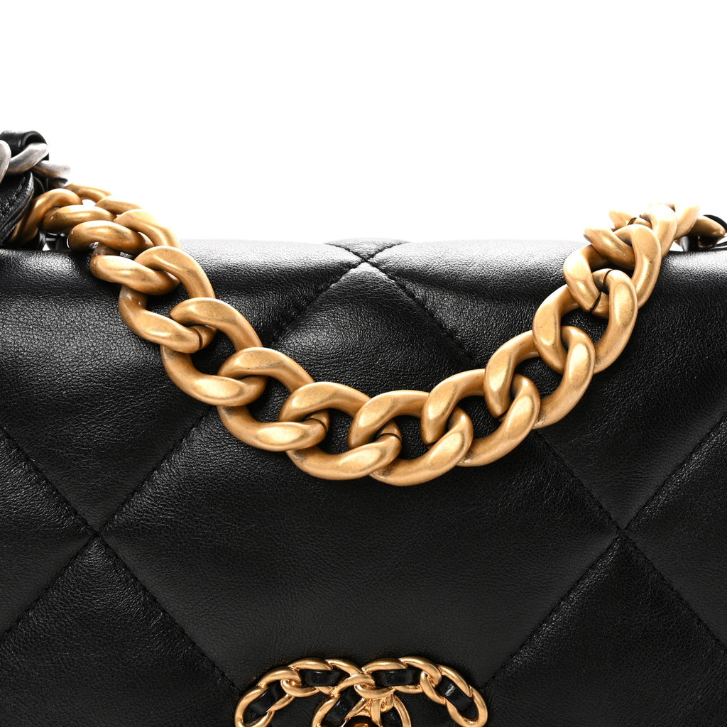 Chanel Lambskin Quilted Medium Chanel 19 Flap Black