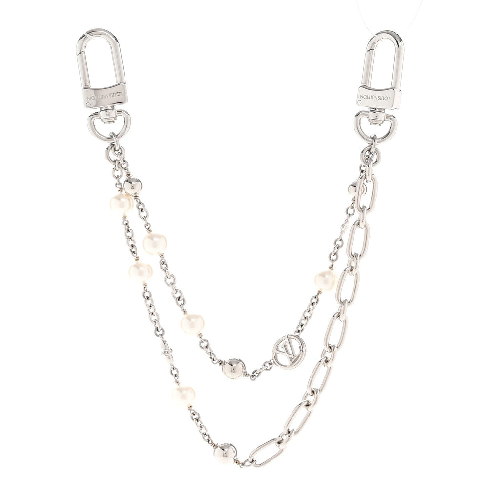 Louis Vuitton Metal Pearl Chain Midnight Bag Charm Silver