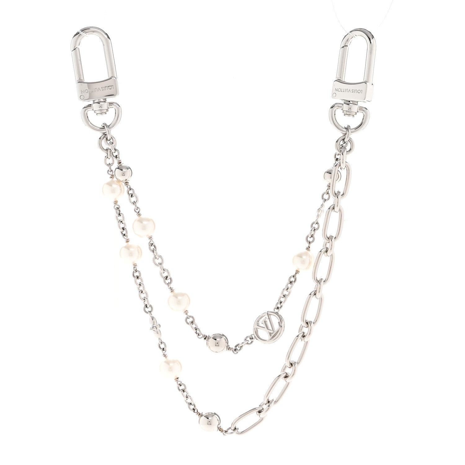Louis Vuitton Metal Pearl Chain Midnight Bag Charm Silver
