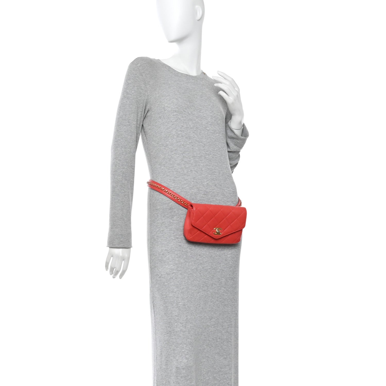 Chanel Calfskin Quilted Flap Waist Bag Red