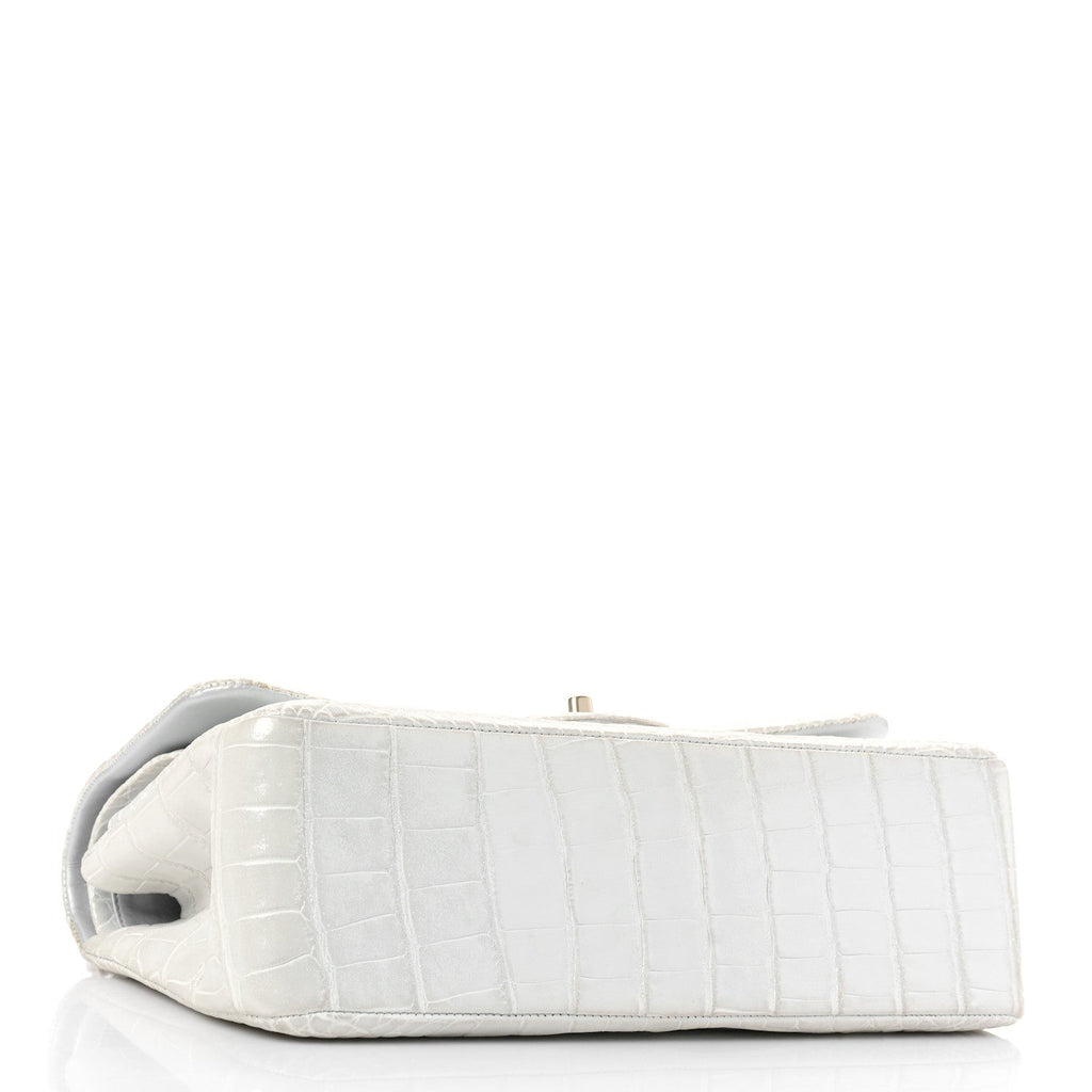 Chanel Iridescent Alligator Jumbo Double Flap Light Grey