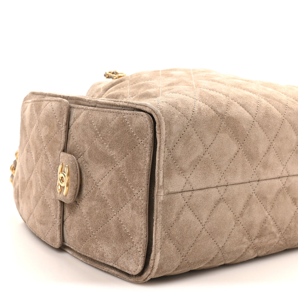 Chanel Suede Quilted Small Chanel 25 Handbag Dark Grey