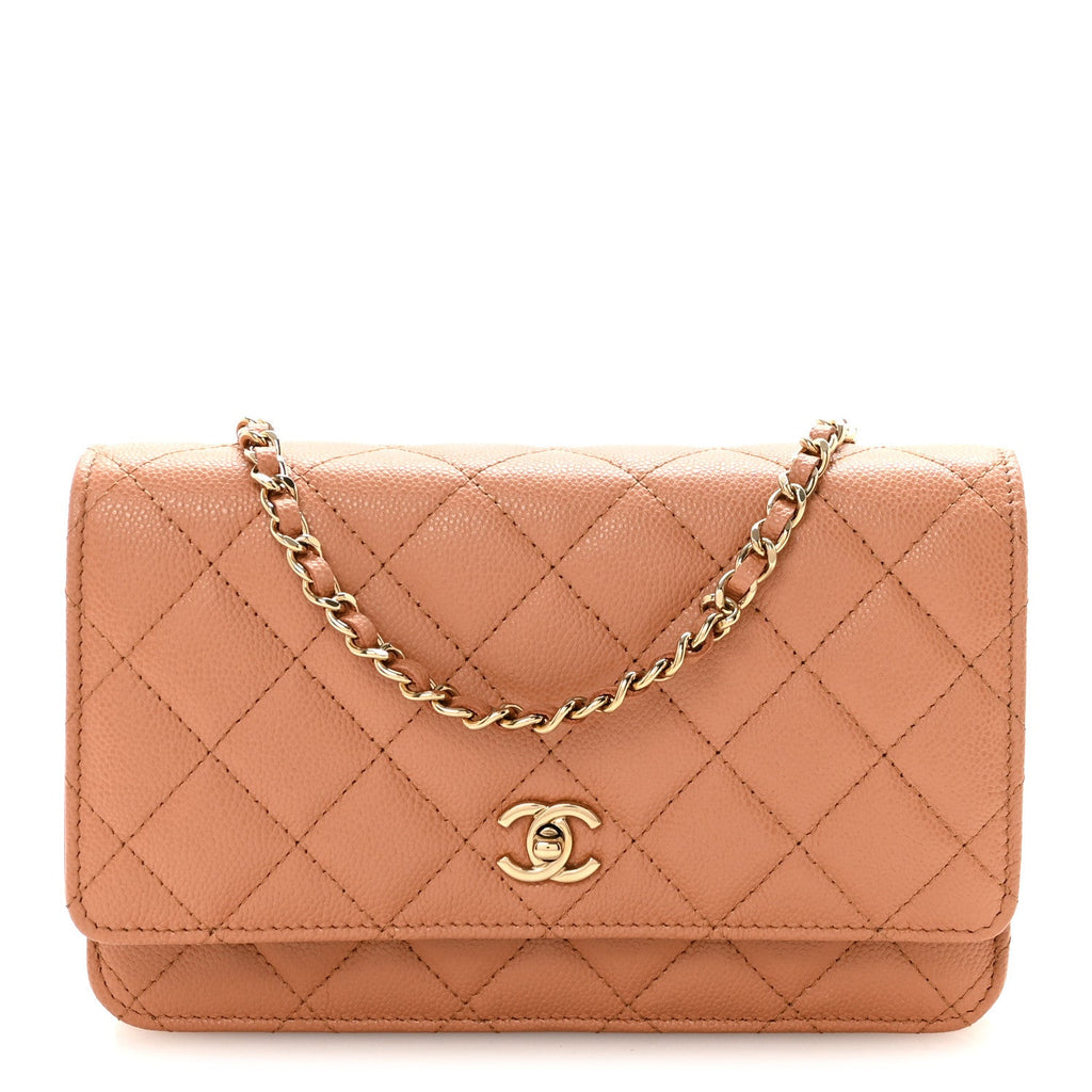 Chanel Caviar Quilted CC Turnlock Wallet On Chain WOC Brown