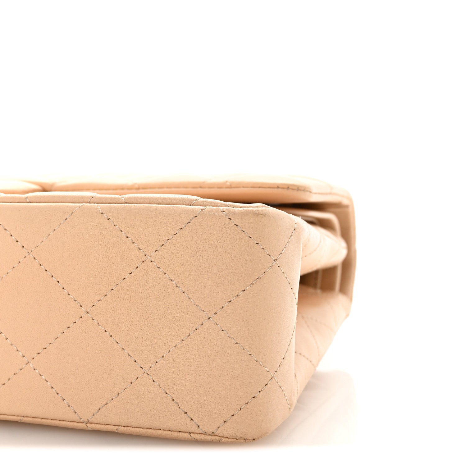 Chanel Lambskin Quilted Medium Double Flap Beige