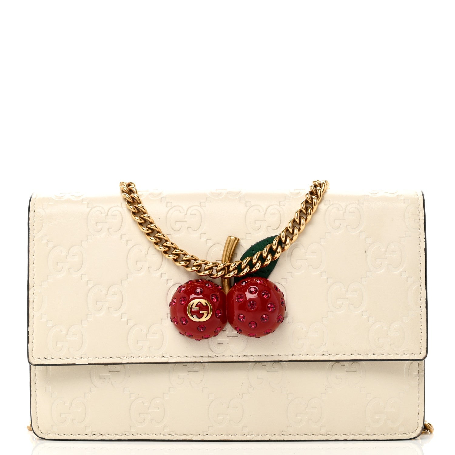 Gucci Guccissima Mini Cherry Chain Bag White